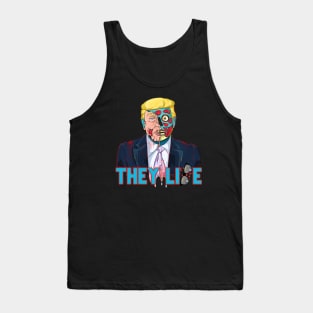 They Lie Political Parody Cartoon Zombie Skull Face Alien Trump Tank Top